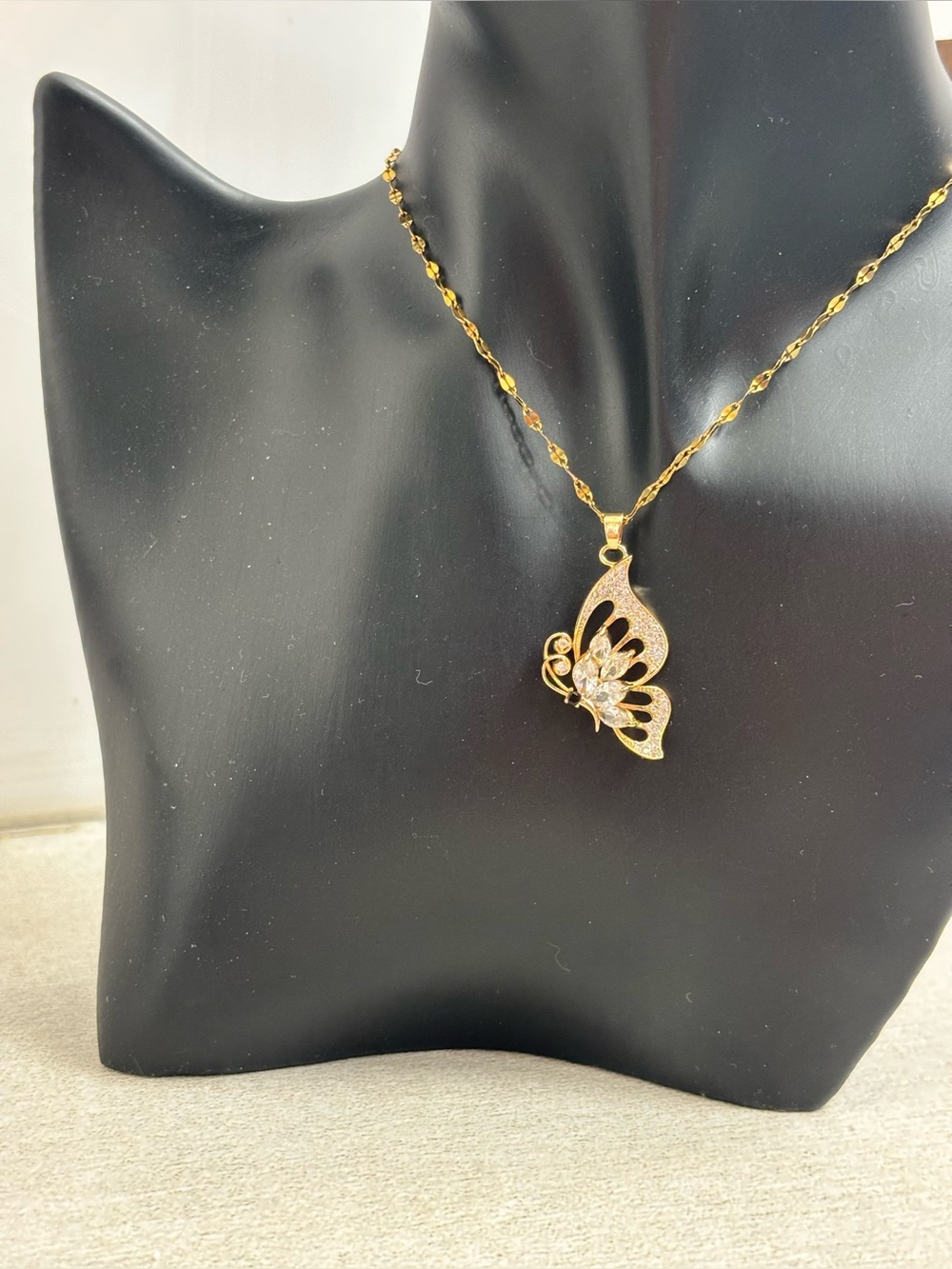 Gold Butterfly Pendant Necklace - Elegant Women's Jewelry